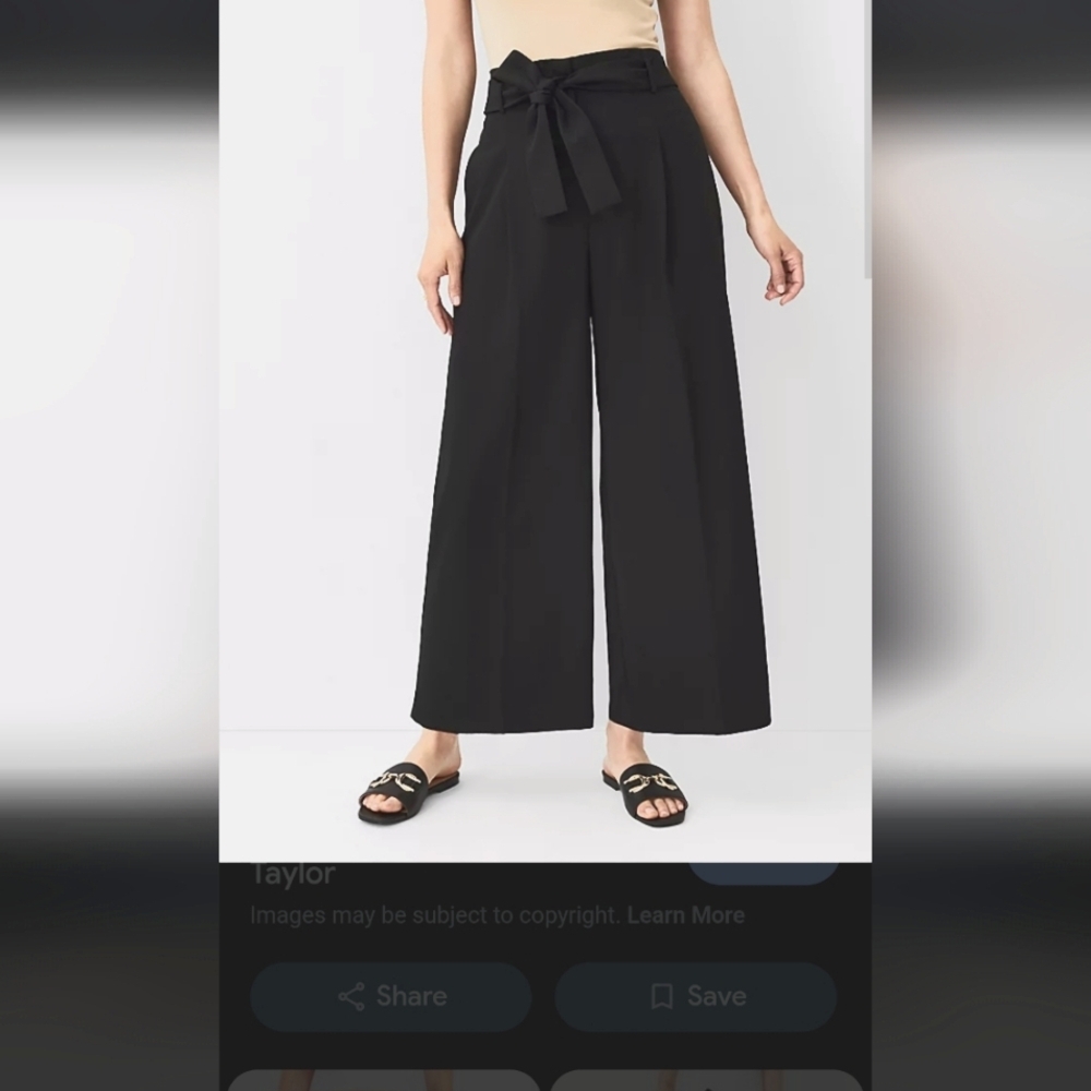 NWOT NYC Black Dress/Casual Tie & Elastic Waist Pants Straight Leg (L)